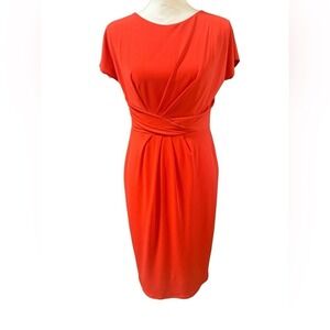 Anne Klein Vibrant Red / Orange Twist front Midi Dress‎